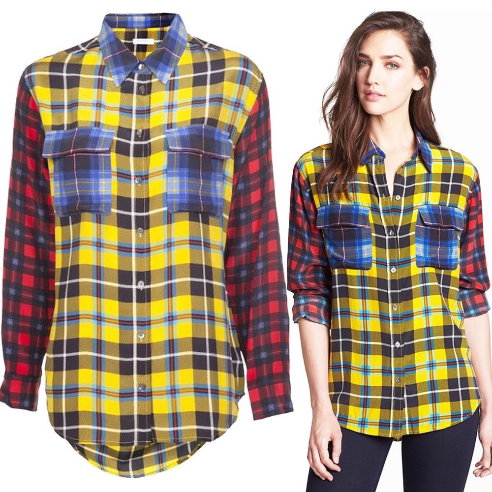 Equipment silk button down blouse top s small